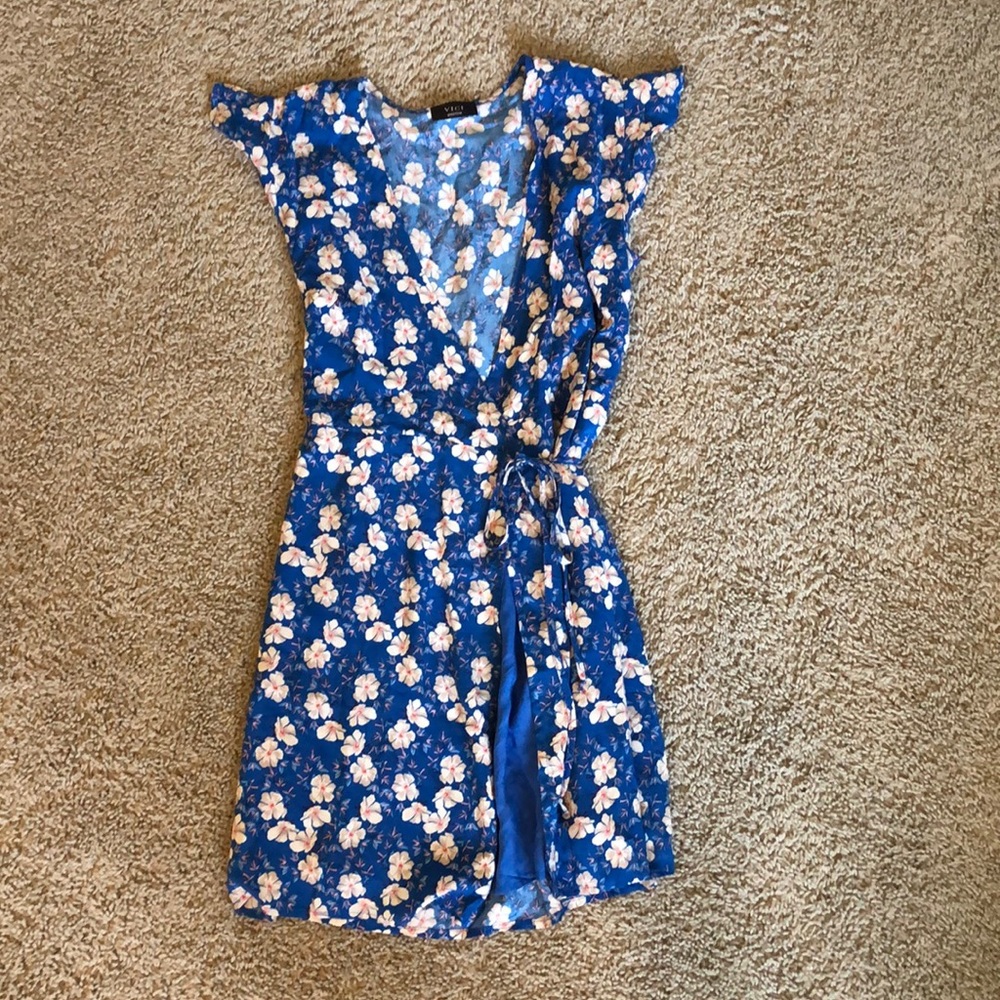 Never worn vici blue floral wrap dress